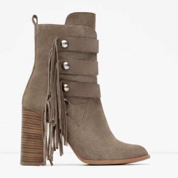 Zara Shoes - Zara Fringe Heeled Boots. Never Worn. Size 41